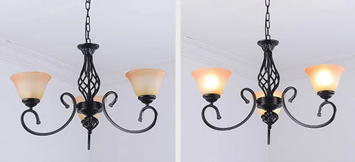lustre vintage en fer style européen ampoule led traditionnel - vue 7 sur 6