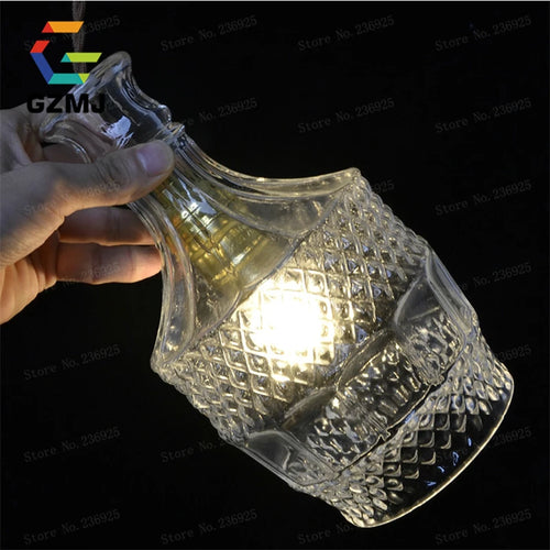 suspension led rétro vintage avec abat-jour en verre sculpté - vue 7 sur 10