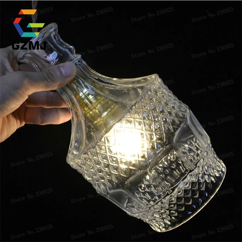 suspension led rétro vintage avec abat-jour en verre sculpté - vue 7 sur 10