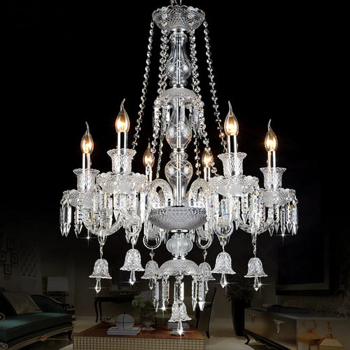 lustre en cristal moderne avec éclairage led design élégant - vue 3 sur 14