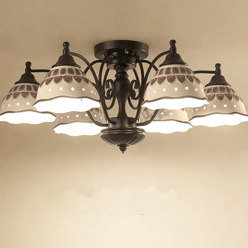 plafonnier en céramique style européen ambiance rétro pour intérieur - vue 4 sur 9