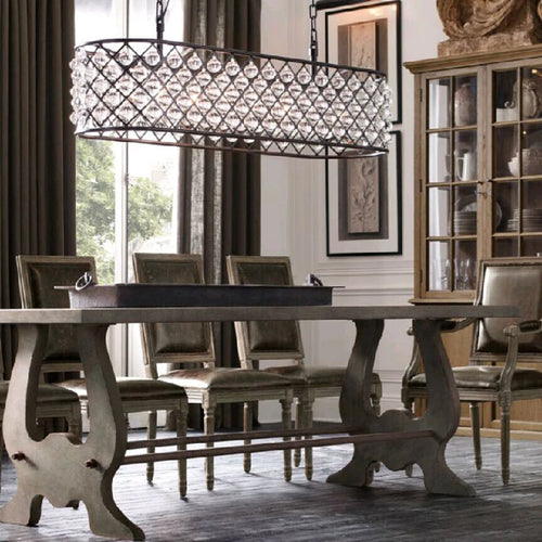lustre rectangulaire en cristal noir pour éclairage suspendu - vue 5 sur 6