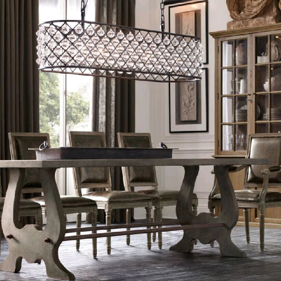 lustre rectangulaire en cristal noir pour éclairage suspendu - vue 5 sur 6