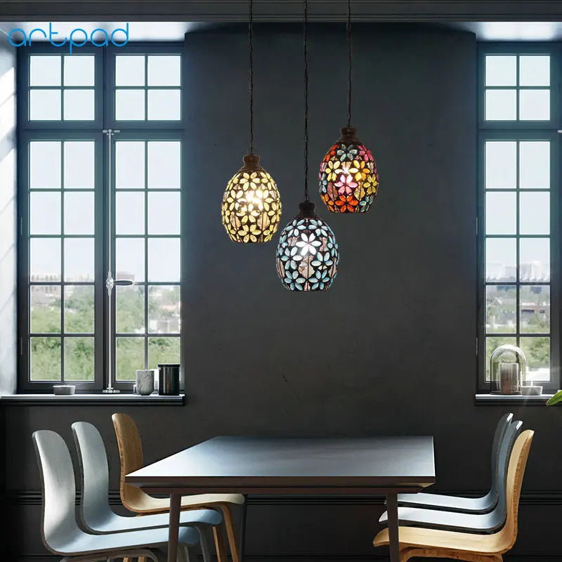 suspension vintage en verre et métal style nordique bohemia - vue 4 sur 10