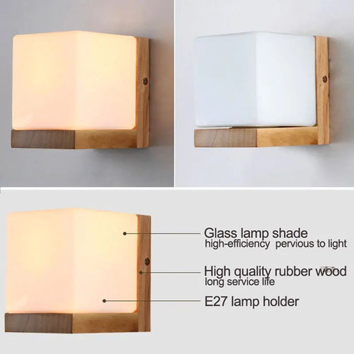 applique murale moderne en bois avec éclairage led vintage - vue 5 sur 6