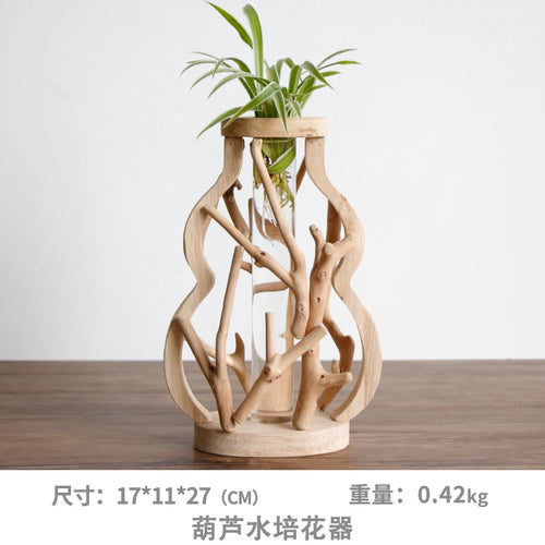 vase en bois massif fait main pour fleurs et décoration créative - vue 11 sur 14