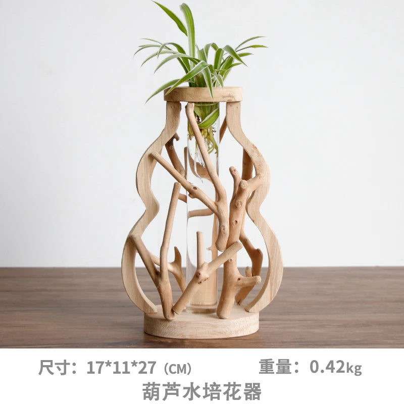 vase en bois massif fait main pour fleurs et décoration créative - vue 11 sur 14