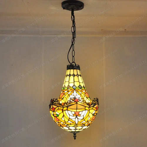 lustre en verre tiffany créatif rétro pour café bar escalier