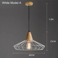 suspension vintage en fer et bois pour éclairage intérieur