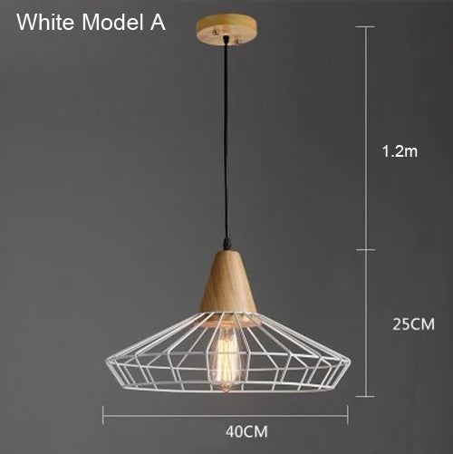 suspension vintage en fer et bois pour éclairage intérieur