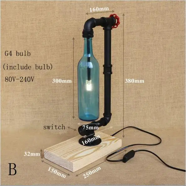 lampe de bureau vintage industrielle avec abat-jour en bouteille - vue 8 sur 10