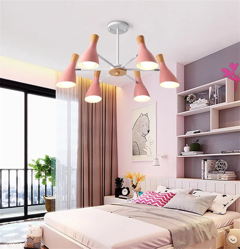 lustre moderne en bois massif pour chambre d enfant - vue 3 sur 6