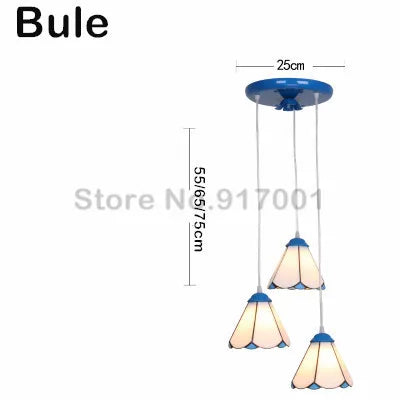 3 Heads Colorful Glass LED Pendant Lamps Light,Bedroom Suspension Hanging Ceiling Lamp - vue 21 sur 30