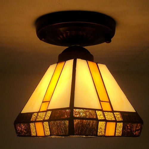 plafonnier rétro en verre tiffany pour intérieur élégant - vue 2 sur 10