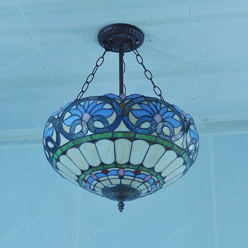 lustre antique style tiffany pour éclairage intérieur et extérieur - vue 6 sur 8