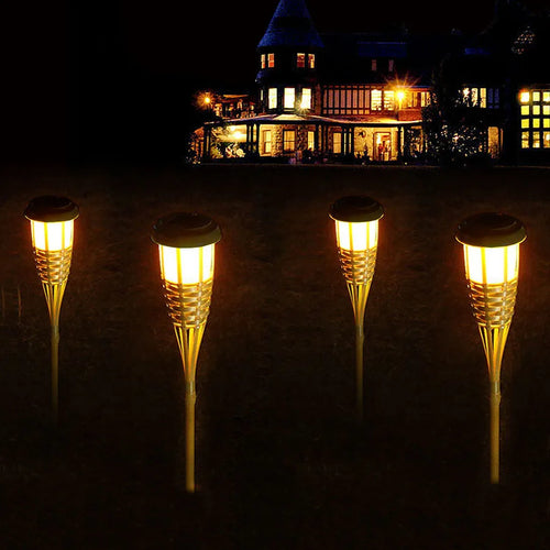 lampe torche solaire en bambou pour jardin extérieur - vue 4 sur 6