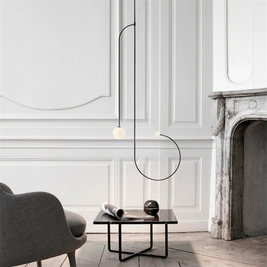 lustre à led géométrique en fer design moderne suspendu - vue 4 sur 10
