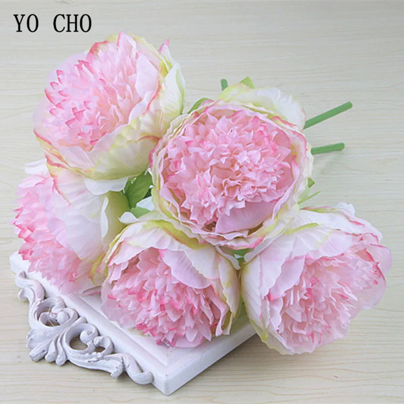 lot de 5 pivoines artificielles pour mariage et décoration intérieure - vue 5 sur 18
