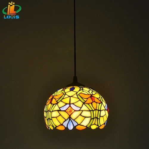 lustre en bégonia américain style tiffany pour décoration intérieure - vue 8 sur 10