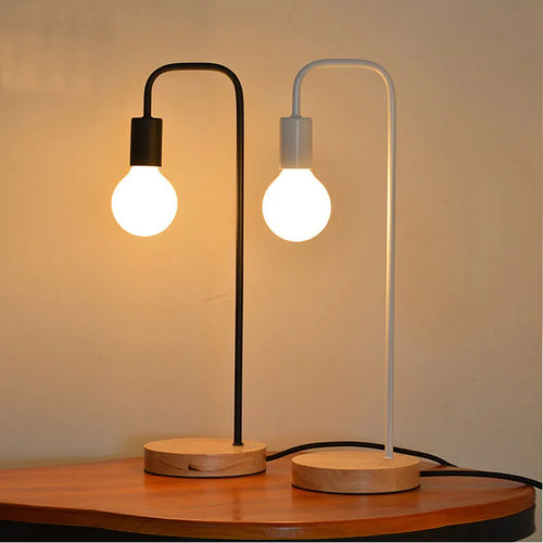 lampe de bureau vintage en bois et métal style campagne américaine - vue 4 sur 5