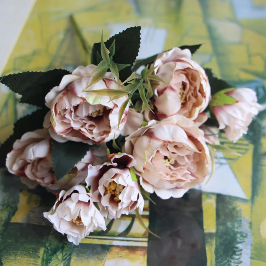 bouquet shabby chic en soie pour mariage et décoration intérieure - vue 6 sur 11