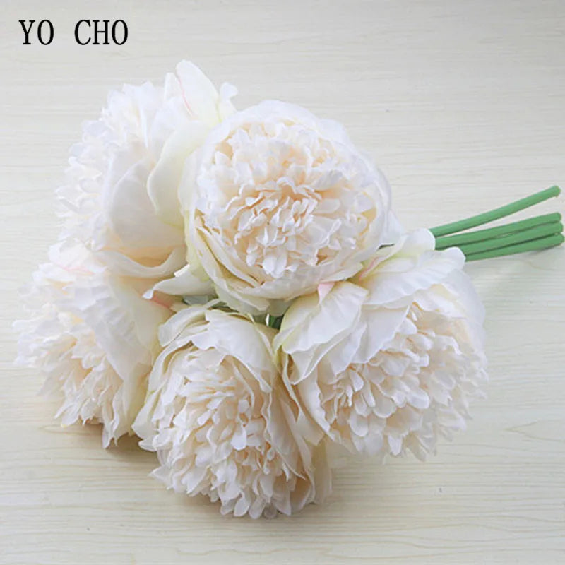 lot de 5 pivoines artificielles pour mariage et décoration intérieure - vue 3 sur 18