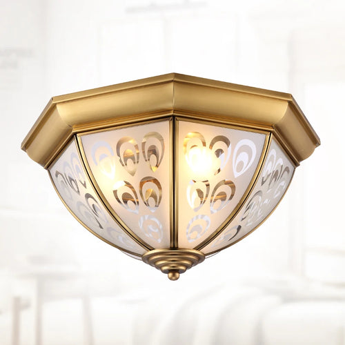 plafonnier en verre et cuivre pour ambiance restaurant - vue 5 sur 5