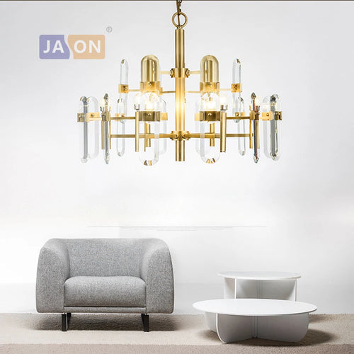 suspension en cristal doré et noir design moderne - vue 5 sur 6
