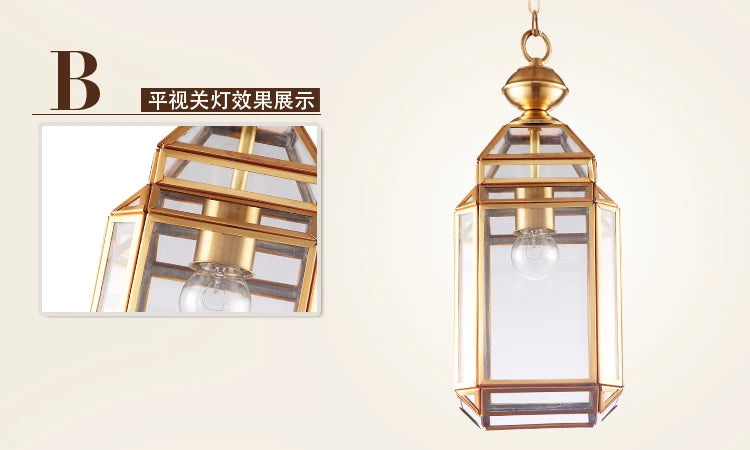 suspension en cuivre abat-jour en verre style industriel et rural - vue 7 sur 7