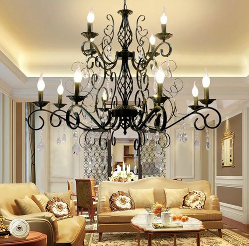 lustre rétro en métal verre et cristal décoratif pour intérieur - vue 3 sur 6