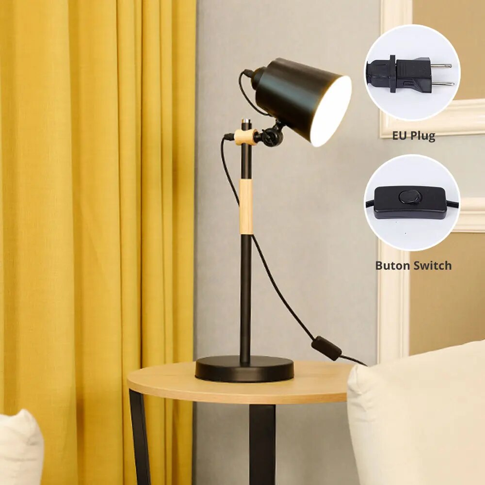Lampe de bureau en bois métal moderne nordique - vue 10 sur 10
