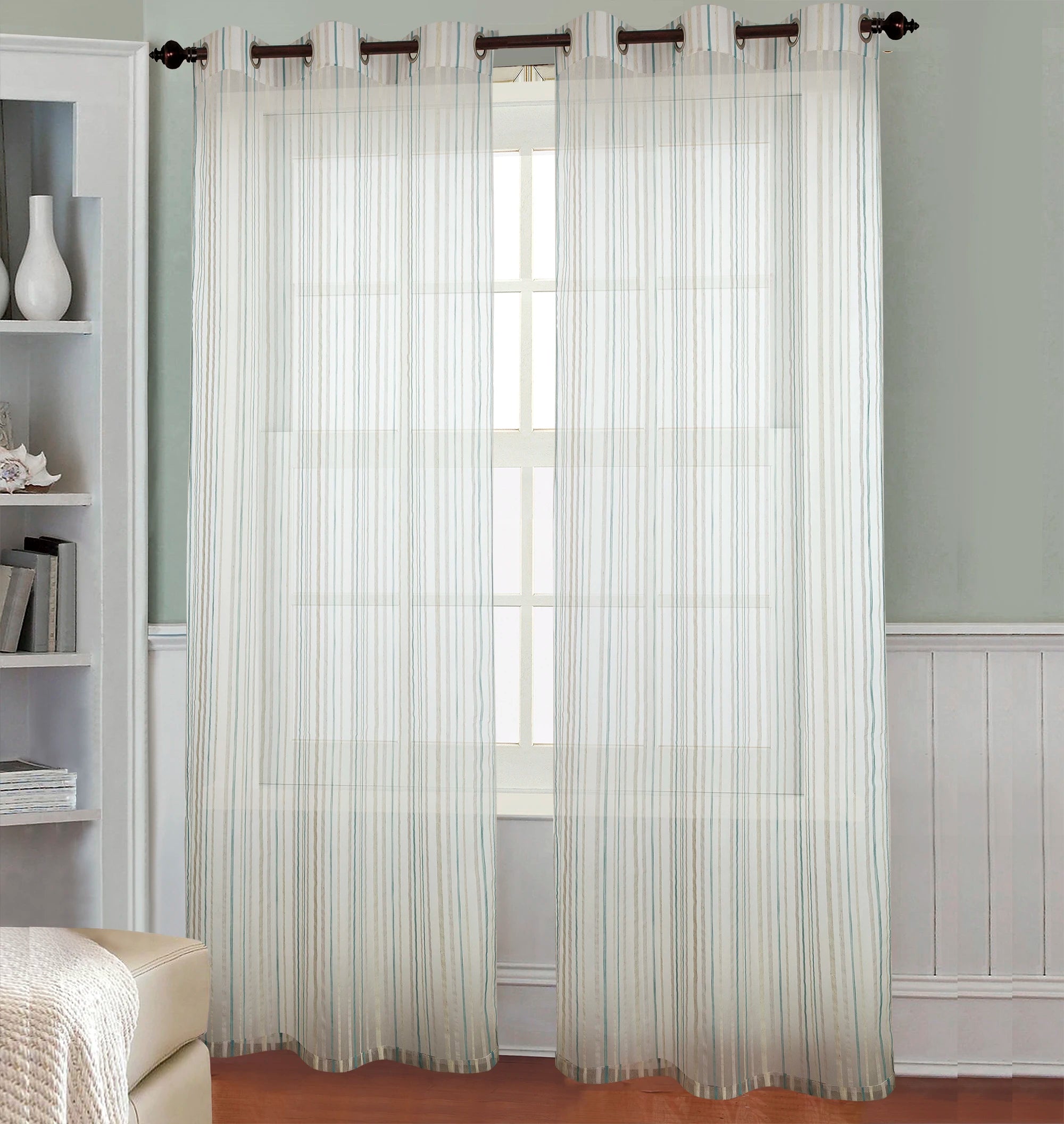 Voilage rayé style européen pour salon ou chambre - vue 1 sur 9
