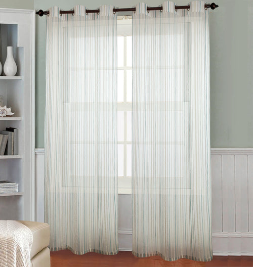 Voilage rayé style européen pour salon ou chambre - vue 2 sur 9
