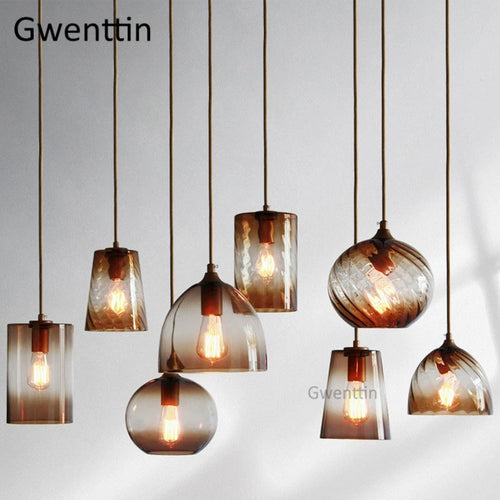 suspension moderne en verre teinté pour décoration intérieure - vue 3 sur 22