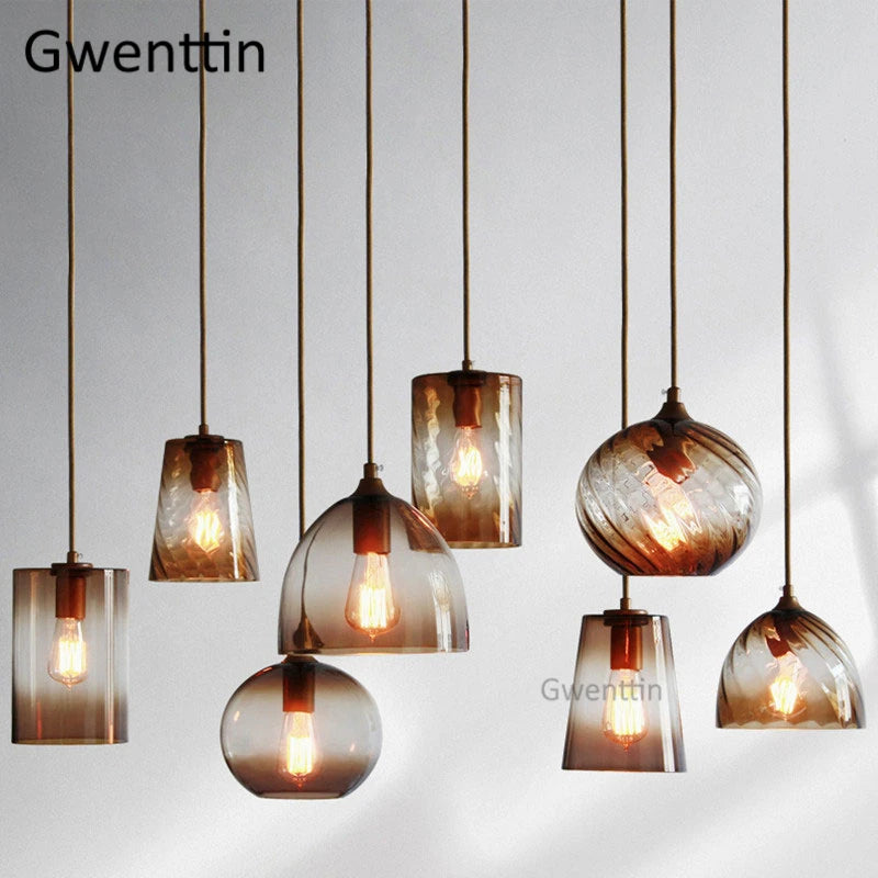suspension moderne en verre teinté pour décoration intérieure - vue 2 sur 22