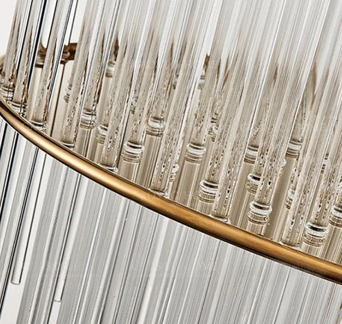 lustre en cristal design nordique tige en verre métal doré - vue 5 sur 6