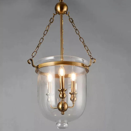 suspension classique led avec chaîne en fer et corps doré - vue 2 sur 6