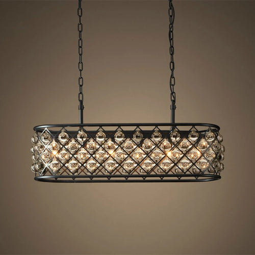 lustre rectangulaire en cristal noir pour éclairage suspendu - vue 4 sur 6