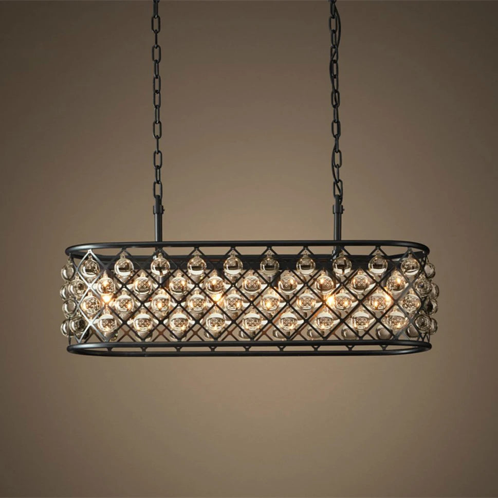 lustre rectangulaire en cristal noir pour éclairage suspendu - vue 4 sur 6