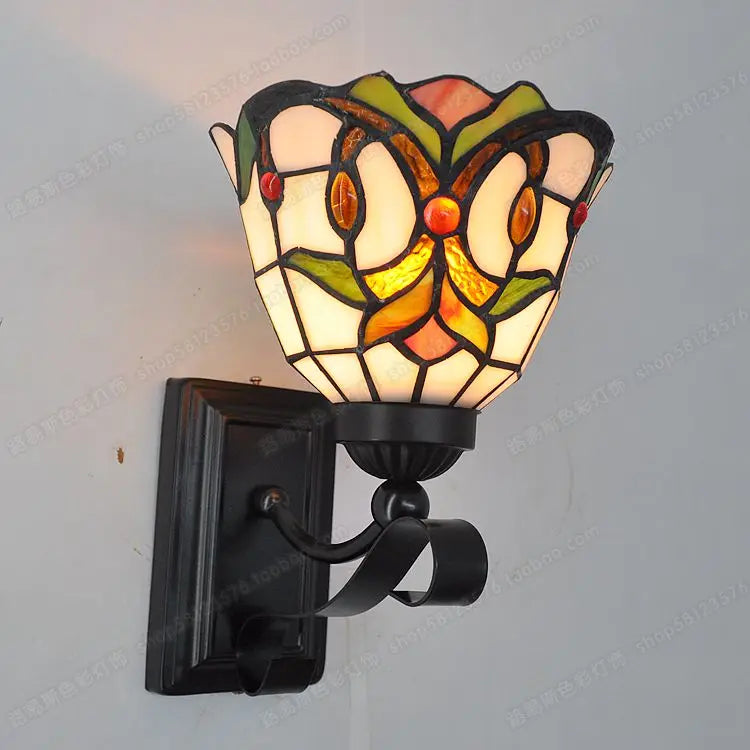 lampe à poser rétro minimaliste en verre tiffany cuivre pour décoration européenne