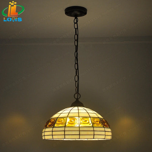 lustre en brique style européen lampes en verre tiffany antique simple - vue 3 sur 6