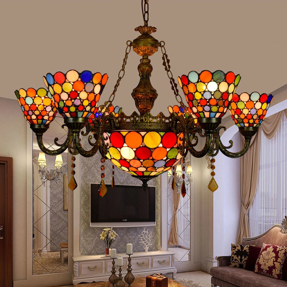 suspension en verre tiffany design moderne pour éclairage intérieur - vue 2 sur 6