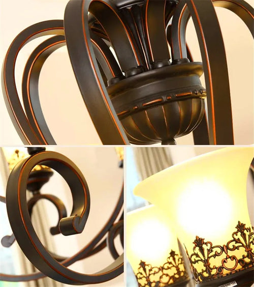 lustre en métal vintage style européen rétro pour éclairage intérieur - vue 7 sur 11