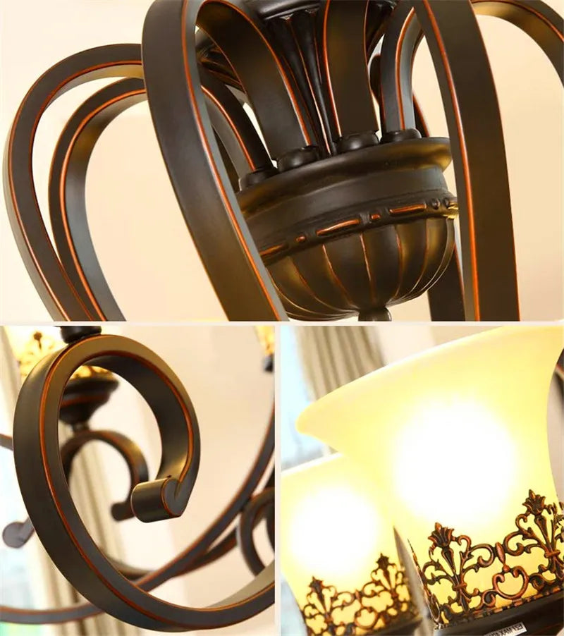 lustre en métal vintage style européen rétro pour éclairage intérieur - vue 6 sur 11