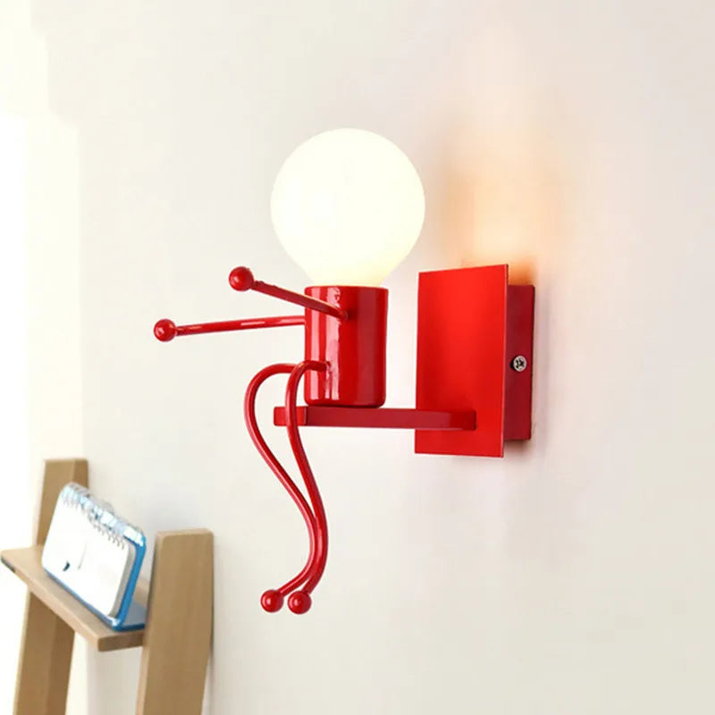 applique murale led en fer avec poupée de dessin animé nordique pour enfants - vue 5 sur 12