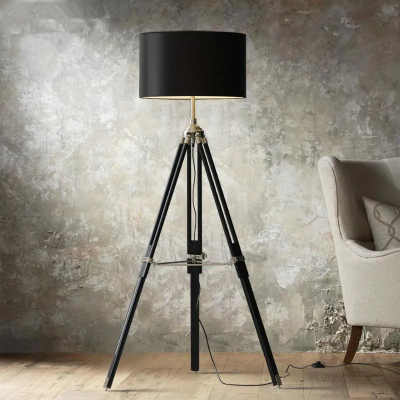 lampe à poser en bois massif style industriel créatif - vue 4 sur 10