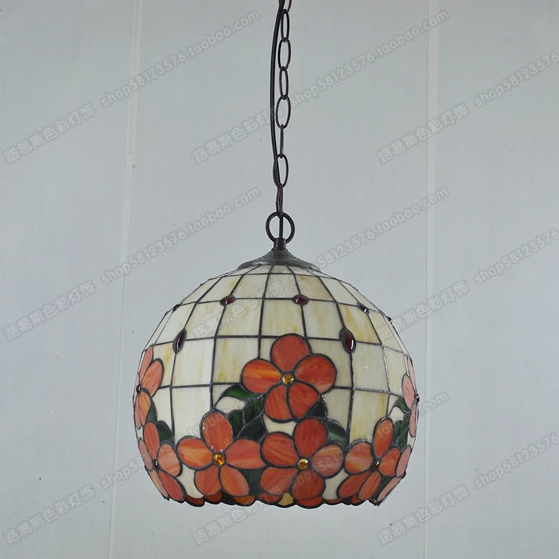 lustre en verre de fleurs riches style tiffany pour éclairage élégant - vue 3 sur 6