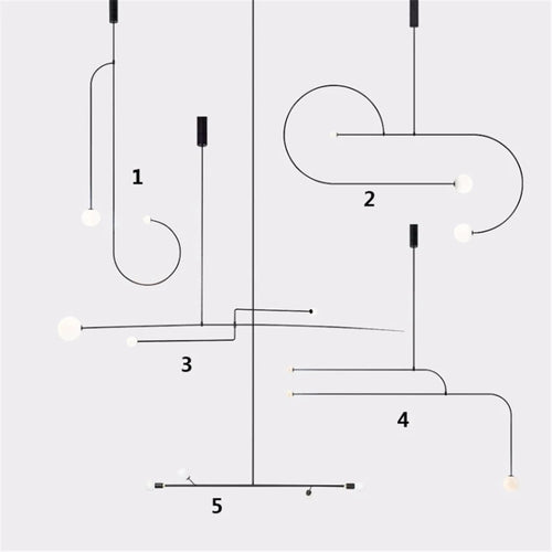 lustre à led géométrique en fer design moderne suspendu - vue 2 sur 10