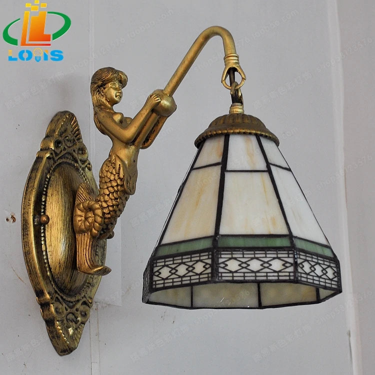 applique murale style européen tiffany rétro méditerranéen éclairage décoratif - vue 6 sur 8