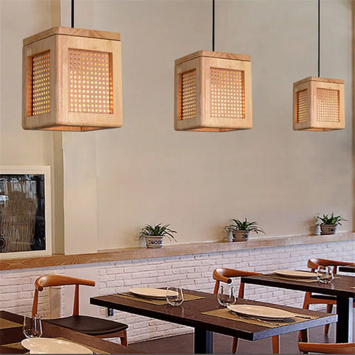 luminaires suspendus modernes en bois gzmj pour loft décor - vue 3 sur 6